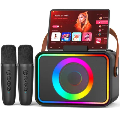 Produktbild von Karaoke Maschine 2 Mikrofonen: Karaoke Anlage mit 2 Karaoke Mikrofonen - Tragbare Bluetooth Karaoke Box Lautsprecher für Erwachsene Kinder Geschenk