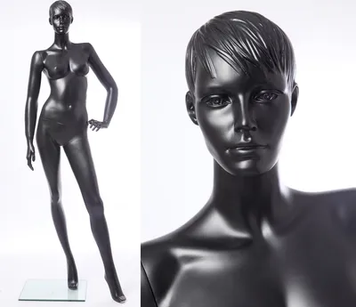 Image de Eurotondispaly NOUVEAU CS13-8 beau mannequin noir mat laqué femme