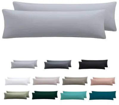 Produktbild von Kissenbezug für Seitenschläfer, 40 x 145 cm, 2er-Set – Kissenbezug 40 x 145 cm, grau, 100 % Mikrofaser, mit Reißverschluss, weich und knitterfrei