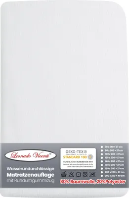Produktbild von Wasserdichter Matratzenschoner 140x200 cm aus Baumwollmischgewebe in Weiß mit Rundumgummi