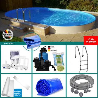 Produktbild von SET> Ovalpool 3,00 x 5,00 x 1,20 m blau, Folie 0,80 mm, Handlauf STYLE
