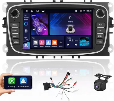Zdjęcie produktu dla Radio samochodowe Android – odtwarzacz multimedialny – radio z Bluetooth – ekran dotykowy 7 cali – 4 GB pamięci RAM, 64 GB pamięci wewnętrznej