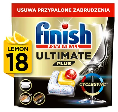 Zdjęcie produktu dla FINISH Kapsułki do zmywarki Ultimate Plus lemon 18 tabletek