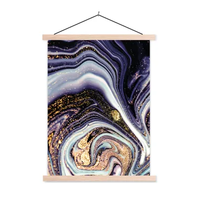 Produktbild von MuchoWow® Textilposter Marmor - Lila - Luxus - Marmoroptik - Glitzer 40x53 cm mit holzfarbenen Rahmen - Schlafzimmer