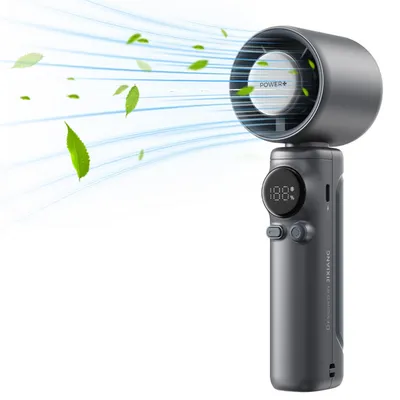 Produktbild von Tragbarer USB Mini Ventilator mit Kühlfunktion, 15000 U/min, 4000mAh Akku, Handheld Design, Digitalanzeige, Graue Farbe – Ideal für Büro und Outdoor