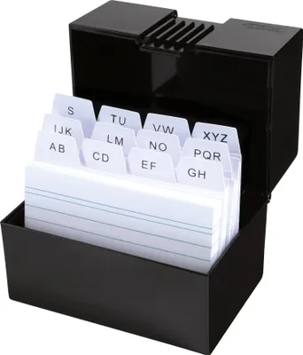 Produktbild von Herlitz Karteikasten mit 100 Karteikarten / Lernbox / DIN A8 / Farbe: schwarz