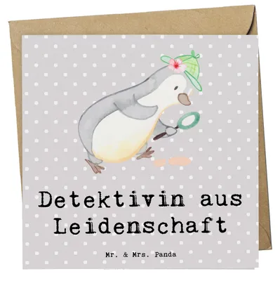Produktbild von Mr. & Mrs. Panda Grußkarte Detektivin Leidenschaft - Grau Pastell - Geschenk, Witzig, Klappkarte, Beruf, Spruch, Glückwunschkarte, doppelkarte, Lustig, anlasskarte