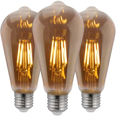 Obrázek produktu pro LUMILED 3x E27 LED žárovky ST64 Vintage Edison Bulb Spiral 6W Nahrazuje 50W 420lm žárovku 2200K Teplá bílá Retro vlákno Kouřové sklo Deco Kouřové sklo