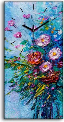 Produktbild von Dekor Leinwand Uhr Wandbilder Geräuschlos 30x60 Malerei Abstrakte Kunst Blumen - schwarze Hände