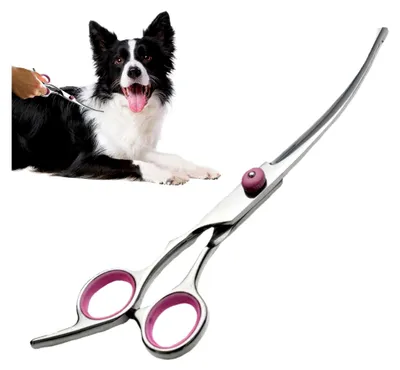 Produktbild von Haustierschere für die Pflege von Hunden und Katzen - Edelstahl Trimmhaarschere mit runden Tipps