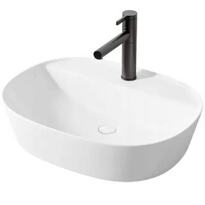 Zdjęcie produktu dla UMYWALKA NABLATOWA STAWIANA BIAŁA Z OTWOREM CERAMICZNA OWALNA 50 x 38 CM