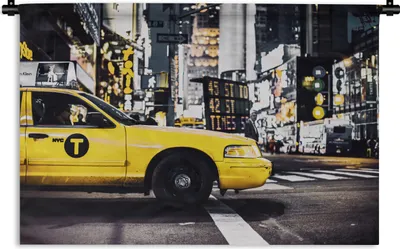 Produktbild von MuchoWow® Wandteppich Wandbehang New York - Taxi - Gelb 120x80 cm Tapisserie Dekoration Wandtuch - Wanddekorationen - Wandtücher