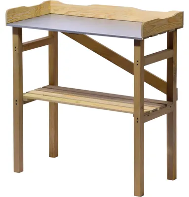 Immagine prodotto di Tavolo per rinvasare - Tavolo da giardino 78 x 37 x 83 cm - Legno di pino naturale - Piano zincato