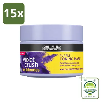 Imagen del producto de 15 unidades de la mascarilla capilar tonalizante púrpura Violet Crush de John Frieda - 250 ml - Paquete grande