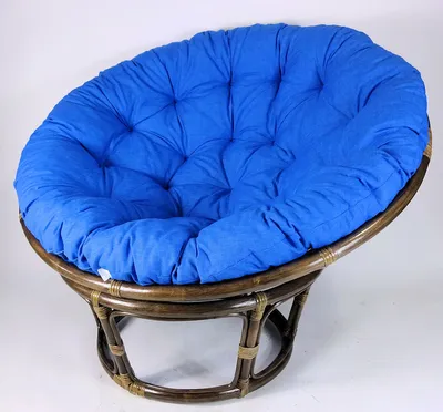 Produktbild von Rattan Papasansessel,Papasan Durchmesser 110 cm, Fb. Dunkelbraun, Polster Uni Living 235 hell blau