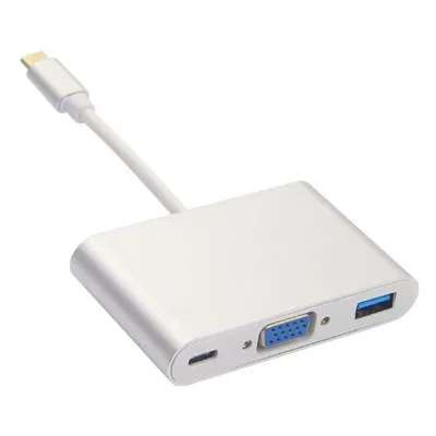 Produktbild von ViVanco™IT-USBC VGA C HUB, Kabelgebunden, USB 3.2 Gen 1 (3.1 Gen 1) Type-C, 60 W, Weiß, 5 Gbit/s, 2048 x 1152 Pixel
