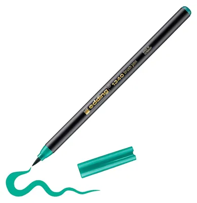 Produktbild von edding 1340 Pinselstift - grün - 1 Stift - flexible Pinselspitze - Filzstift zum Malen, Schreiben und Zeichnen - Bullet Journals, Hand-Lettering, Mandalas, Kalligraphie