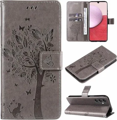 Immagine prodotto di Custodia in pelle per Galaxy A14 5G/4G, con motivo, porta carte, portamonete, chiusura magnetica, resistente agli urti, nera