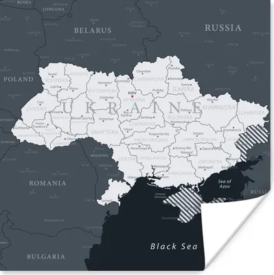 Produktbild von MuchoWow® Poster Illustration einer weißen Karte der Ukraine 30x30 cm - Wandposter - Printing