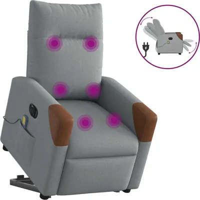 Image de Fauteuil inclinable de massage électrique Gris clair Tissu