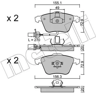 Produktbild von METELLI Bremsbeläge Satz Vorne Bremsklötze für AUDI A6 Avant (4F5, C6) 22-0549-1