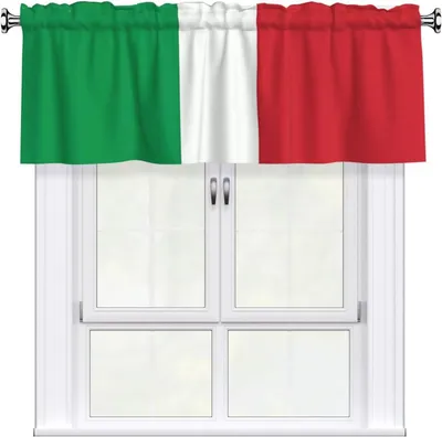 Produktbild von Gemusterter Volant mit italienischer Flagge, 137,2 x 45,7 cm, leicht anzubringen, für Fenster in Küchen, Schlafzimmern und anderen Räumen