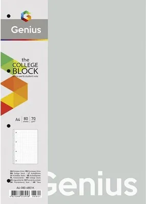 Obrázek produktu pro 80stránkový zápisník A4 s mřížkou "Genius" - váš spolehlivý partner pro učení a kreativitu! Ideální pro poznámky, kresby a chytré nápady.