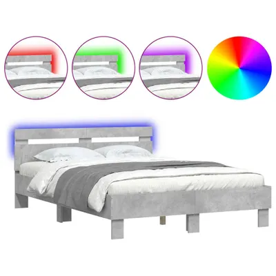 Immagine prodotto di vidaXL Struttura letto con testiera illuminazione LED grigio cemento 120x190 cm