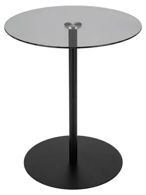 Produktbild von Metall Beistelltisch rund mit Glasplatte - 43 x 40 cm - Couchtisch im Modernen Bistrotisch Design