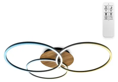 Image de B.K.Licht I Cadre LED 42,5 Watt avec fonction CCT blanc froid-neutre-chaud reglable I dimmable I pivotant I télécommande I fonction mémoire I bois