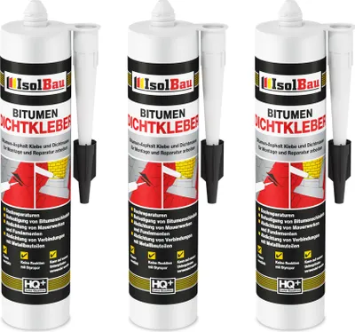 Produktbild von Isolbau Bitumen-Dichtkleber - 3 x 310 ml Klebstoff & Dichtmasse für Montage & Reparatur von Bitumen-Schindeln - Schwarz