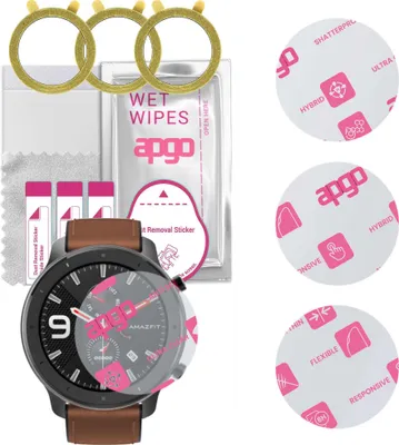 Produktbild von apgo 3 Stück Schutzglas, klar, kompatibel mit Amazfit GTR (47mm) Smartwatch, Hybrid 8H, Ersatz für Hartglas, Displayschutzglas, Bildschirmschutz, Displayschutz, kratzfest