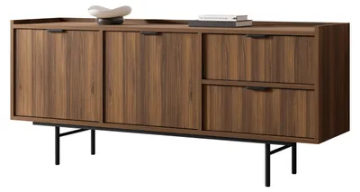 Produktbild von MIRJAN24 Sideboard Edison 2D2S, Stilvoll Wohnzimmer, Sideboard mit zwei Drehtüren und zwei Schubladen (Farbe: Nuss Warmia)