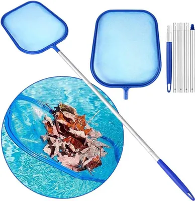 Produktbild von Poolkescher, Poolreinigungsset mit feinmaschigem Keschersieb und 120cm Alu-Stange, Handkescher für Schmutz, Blätter