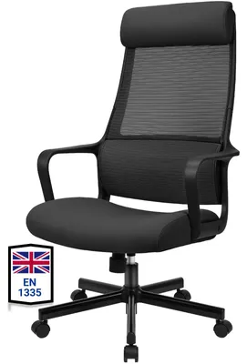 Ergonomischer Bürostuhl mit Lendenstütze, höhenverstellbar, schwarz