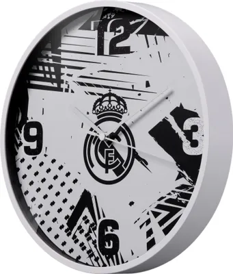 Produktbild von Real Madrid Wanduhr 25 cm, Präzises Quarzuhrwerk, Lautloser Sekundenzeiger, Batterie Inkl.