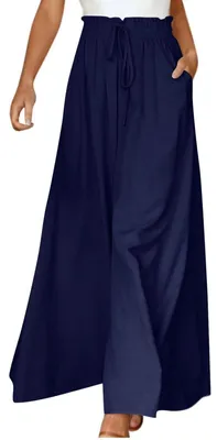 Produktbild von ASKSA Damen Breites Bein Hose Sommer Hohe Waist Plissee Hosen Elegante Einfarbig