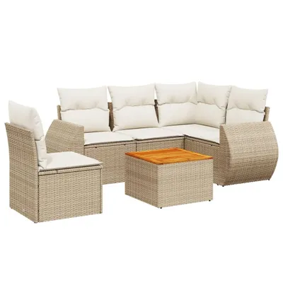Produktbild von vidaXL 6-tlg. Garten-Sofagarnitur mit Kissen Beige Poly Rattan
