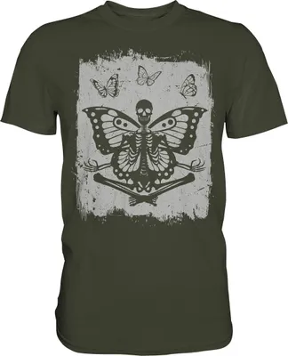 Produktbild von Skelett Schmetterling Insekten T-Shirt – Urban Khaki / M