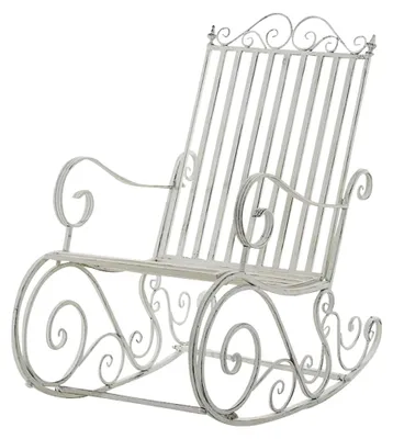 Produktbild von Schaukelstuhl Smilla, wetterfest für den Garten, Metallgestell, ergonomisch, im Landhausstil, Farbe: antik weiß