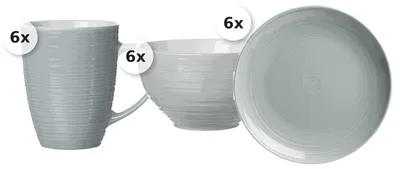 Produktbild von Frühstücks-Set 18 tlg. Suomi grau-blau