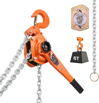 Produktbild von SucceBuy Hebelzug mit 6-Tonnen-Kapazität, Handkettenzug mit 3 m Hub, robuste G80-Stahlkette und mechanischer Doppelsperrklinkenbremse, 360° drehbare Haken, ideal für Lager, Bauprojekte und Garagen