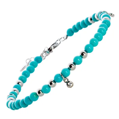 Produktbild von Türkis Armband Silber 925 weiße Zirkonia türkise Edelsteine 16