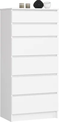 Image de Akord Commode 6 Tiroirs Blanche 60X40X130