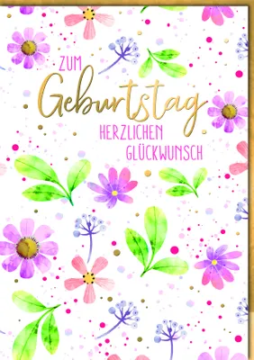 Produktbild von Geburtstag A4 Blüten und Blätter bunt herzlichen Glückwunsch Große DIN-A4-Karte mit Umschlag XXL-Karte