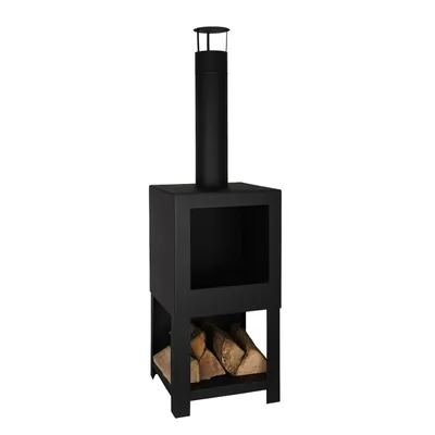 Image de Chauffe-terrasse Range Bois Chaleur Et Rangement Intégré - Esschert Design Bv
