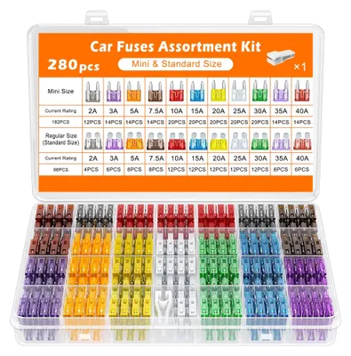 Autosicherungssatz 280-teilig, Mini & Standard, 11 Ampere-Werte