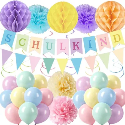 Produktbild von 2026 m?dchen Deko Einschulung Schulanfang Junge M?dchen SCHULKIND Schultš¹te Girlanden und Luftballons fš¹r Schuleinfš¹hrung Schulstart Deko
