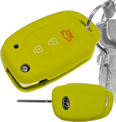 Produktbild von Auto Schlüssel Hülle Silikon Schutz Cover Apfelgrün kompatibel mit Hyundai i10 i20 Elantra i40 Sonata ix25 ix35 Tucson 3 Tasten Klappschlüssel