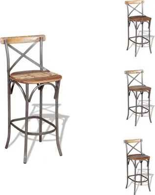 Image de vidaXL Tabouret de bar en bois massif - Tabouret de bar